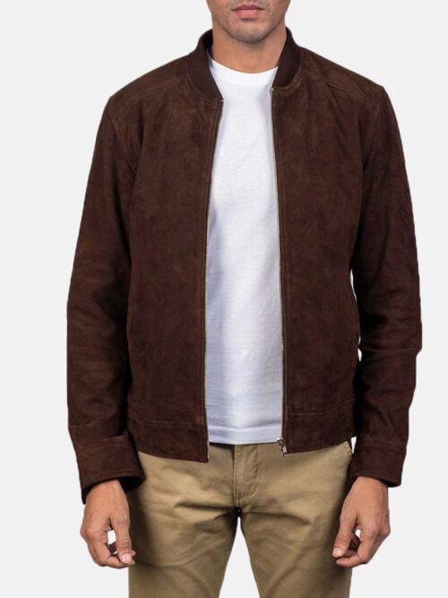 Blain Mocha Suede Bomber Jacket