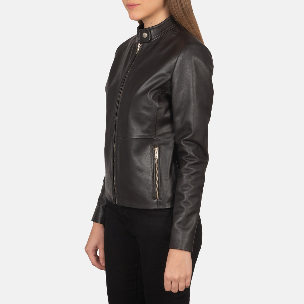 Rave Brown Leather Biker Jacket - Image 6