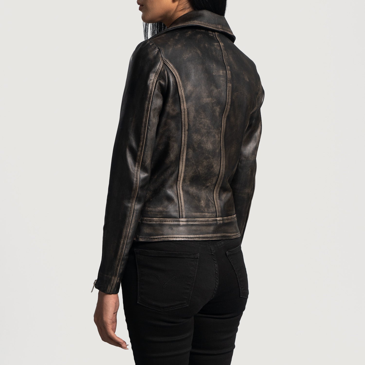 Rumy Maroon Leather Biker Jacket - Image 2