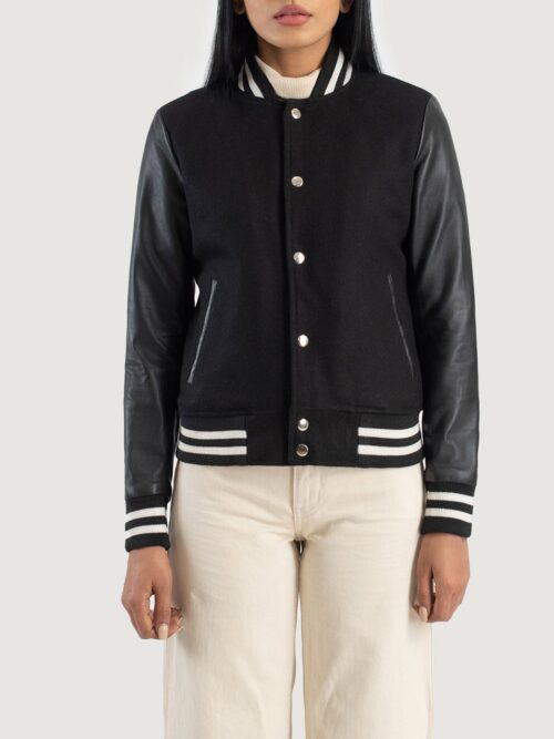 Savant Black Hybrid Varsity Jacket